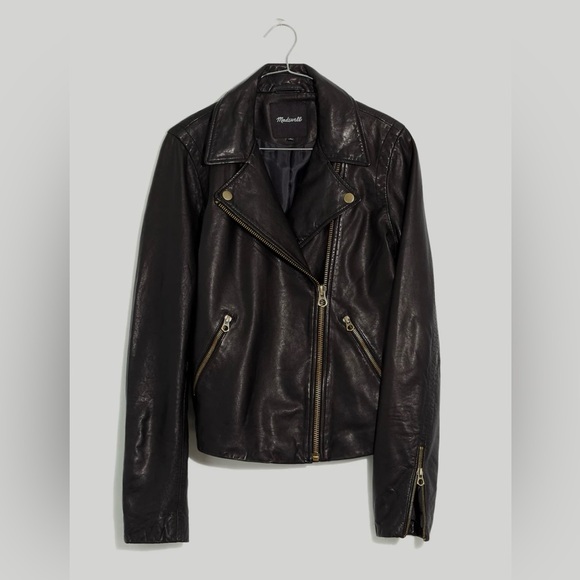 Madewell Washed Leather Motorcycle Jacket: Brass Hardware Edition - Picture 2 of 4